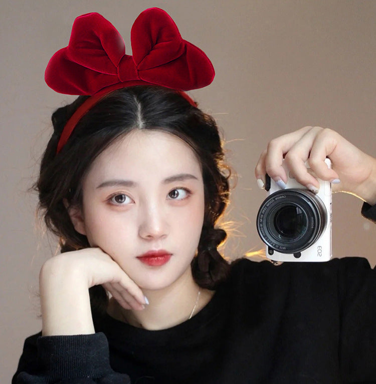 Wholesale Red Velvet Bow Christmas Headband